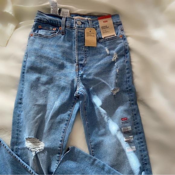 Levis wedgie straight high rise stretch distressed size 2 stretch new with tags - Picture 6 of 8